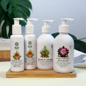Kit para banho e hidratação corporal - Sabonete Facial, Sabonete Corporal e Loção Corporal